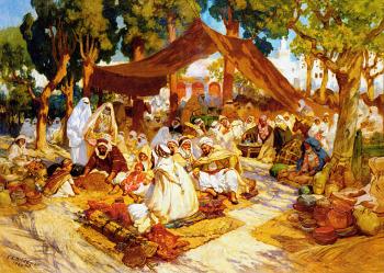 費德裡科 亞瑟 佈裡奇曼 An evening gathering at a North-African encampment 費德裡科 亞瑟 佈裡奇曼 An evening gathering at a North-African encampment